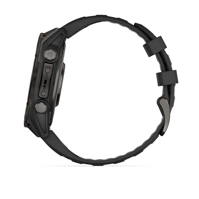 Fēnix® 8 - 47 mm, AMOLED, saphir, titane, DLC gris carbone avec bracelet en silicone noir/gris galet