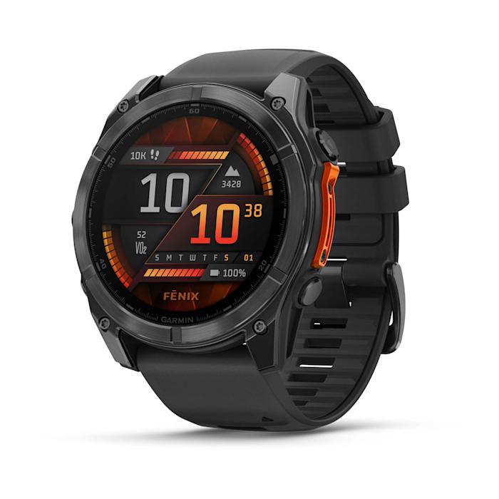 Fēnix® 8 - 51 mm, AMOLED, gris ardoise avec silicone, noir