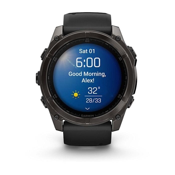 Fēnix® 8 - 51 mm, AMOLED, Sapphire, Carbon Gray DLC with Black/pebble gray silicone strap