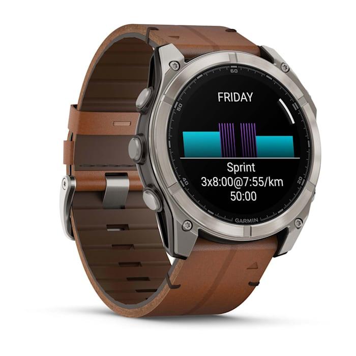 Fēnix® 8 - 51 mm, AMOLED, saphir, titane, bracelet en cuir marron