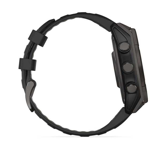 Fēnix® 8 - 47 mm, Solar, Sapphire, Titanio, Carbon Gray DLC con cinturino in silicone Black/pebble grey