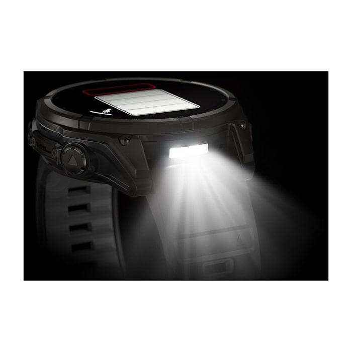 Fēnix® 8 - 47 mm, solaire, saphir, titane, DLC gris carbone avec bracelet en silicone noir/gris galet