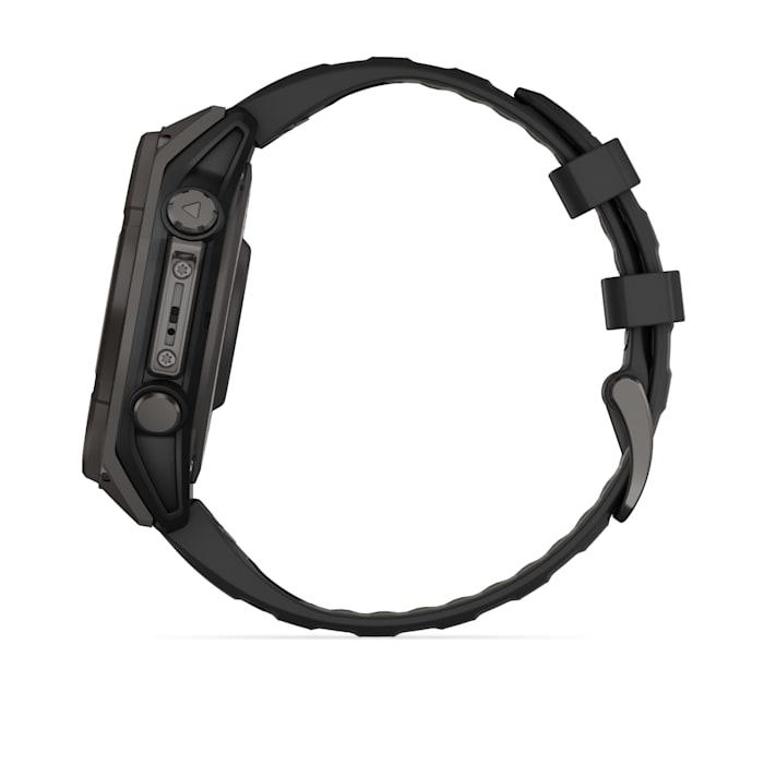 Fēnix® 8 - 47 mm, solaire, saphir, titane, DLC gris carbone avec bracelet en silicone noir/gris galet