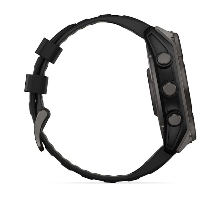 Fēnix® 8 - 51 mm, Solar, Sapphire, Titanio, Carbon Gray DLC con cinturino in silicone Black/pebble grey