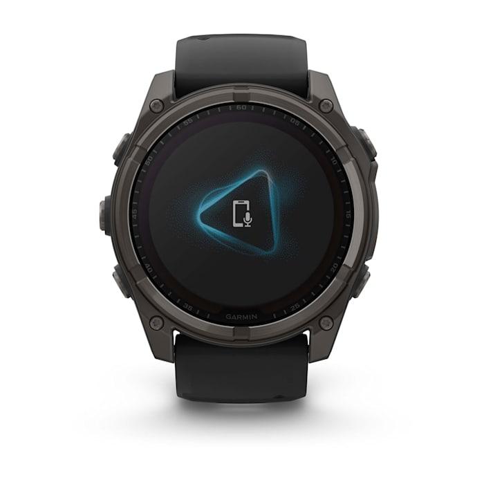 Fēnix® 8 - 51 mm, Solar, Sapphire, Titanio, Carbon Gray DLC con cinturino in silicone Black/pebble grey