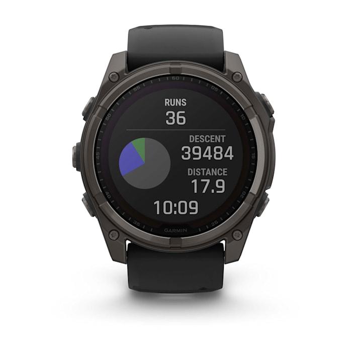 Fēnix® 8 - 51 mm, Solar, Sapphire, Titanio, Carbon Gray DLC con cinturino in silicone Black/pebble grey