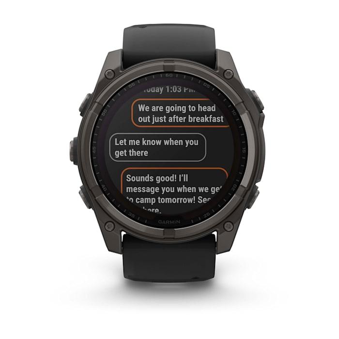 Fēnix® 8 - 51 mm, Solar, Sapphire, Titanio, Carbon Gray DLC con cinturino in silicone Black/pebble grey