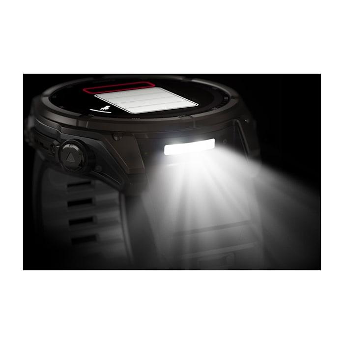 Fēnix® 8 - 51 mm, Solar, Sapphire, Titanio, Carbon Gray DLC con cinturino in silicone Black/pebble grey