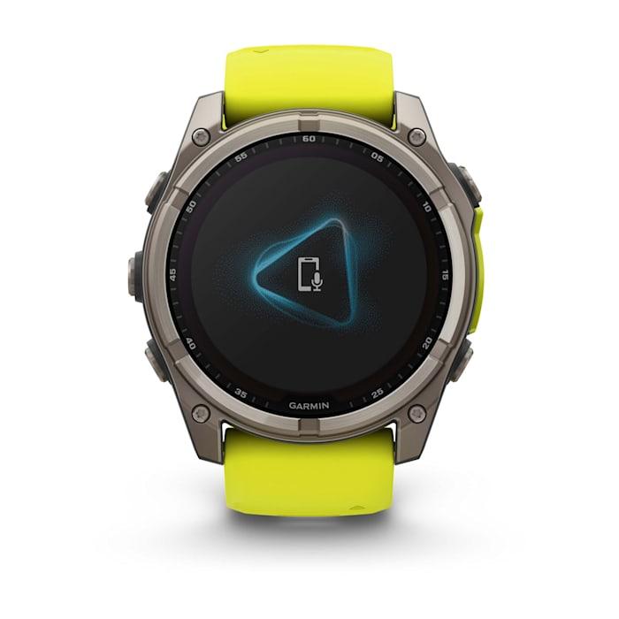 Fēnix® 8 - 51 mm, solaire, saphir, titane avec bracelet en silicone jaune/graphite Amp