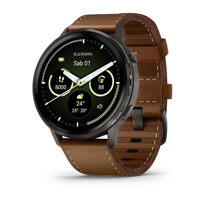 Venu® 4 – 45 mm, Slate con cinturino in silicone Black e cinturino in pelle Brown