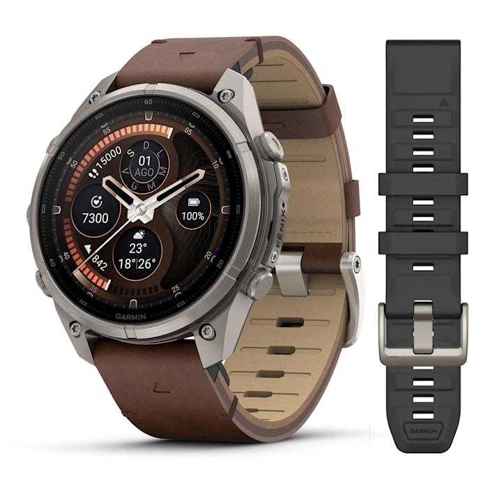 Fenix 9 Pro – inReach, 47mm, Titanio con cinturino in pelle Walnut - 010-04336-41
