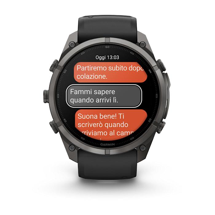 Fenix 9 Pro – inReach, 51mm, Titanio DLC Carbon Gray con cinturino in silicone Black/Pebble Gray - 010-04337-11