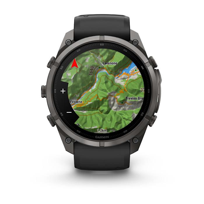Fenix 9 Pro – inReach, 51mm, Titanio DLC Carbon Gray con cinturino in silicone Black/Pebble Gray - 010-04337-11