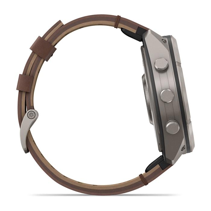 Fenix 9 Pro – inReach, 51mm, Titanio con cinturino in pelle Walnut - 010-04337-41