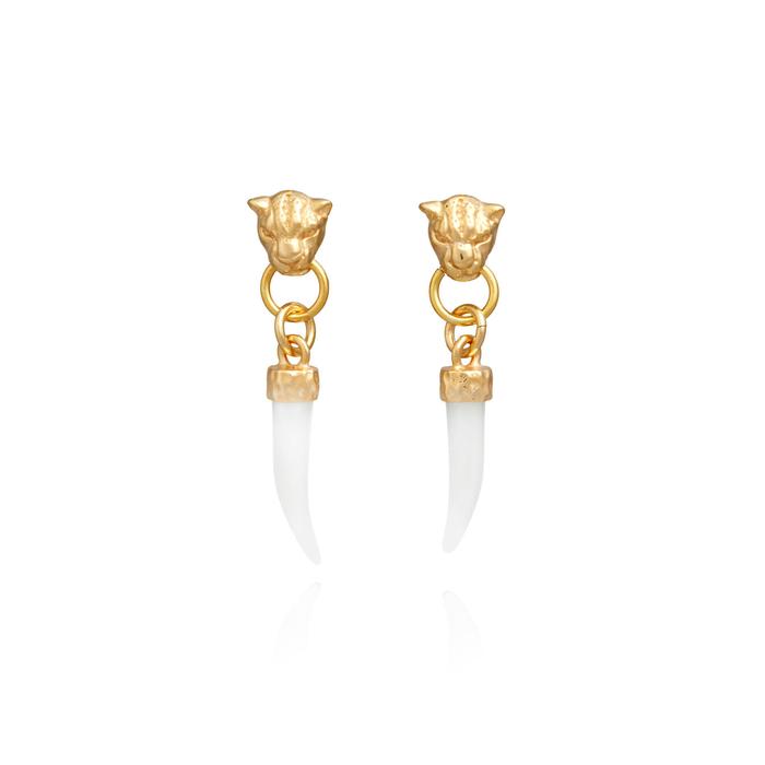 Boucles d'oreilles en or léopard et défense