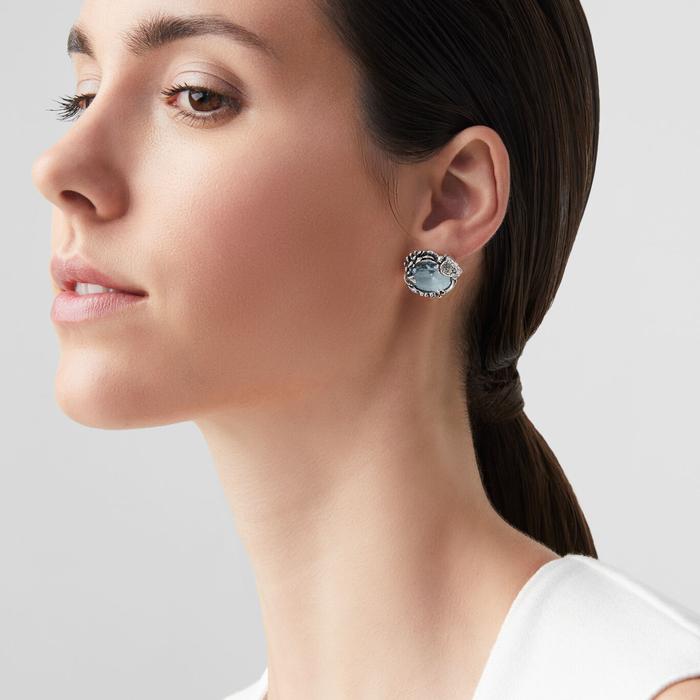 ORECCHINI in argento dorato con smeraldi, brillanti e pietre ORECCHINI in argento dorato con smeraldi, brillanti e pietre