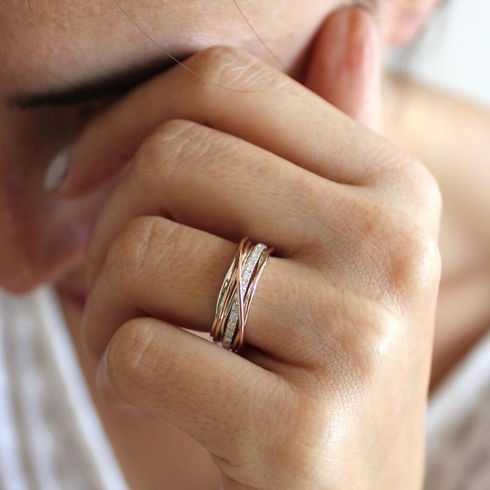 Filodellavita Classic 7 Threads en or rose, argent 925 et diamants blancs