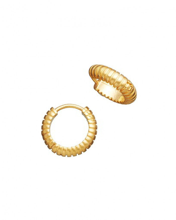 Gold Striped Huggie Earrings