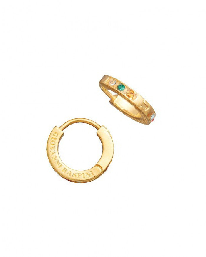 Crystal Color Small Gold Huggie Earrings