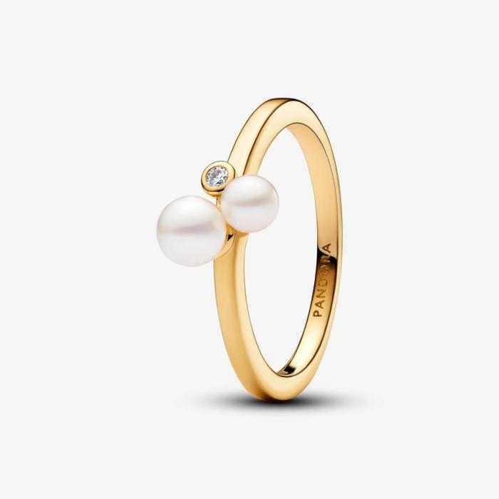 Anello Perle d'Acqua Dolce Coltivate e Punto Luce