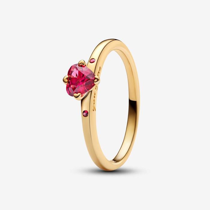 Anelli Solitario Cuore Rosso