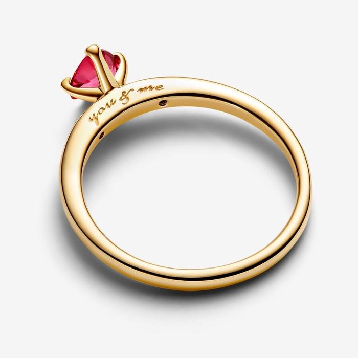 Anelli Solitario Cuore Rosso