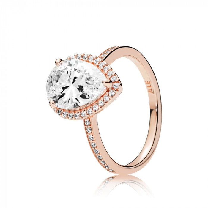 Anello rosè goccia radiosa