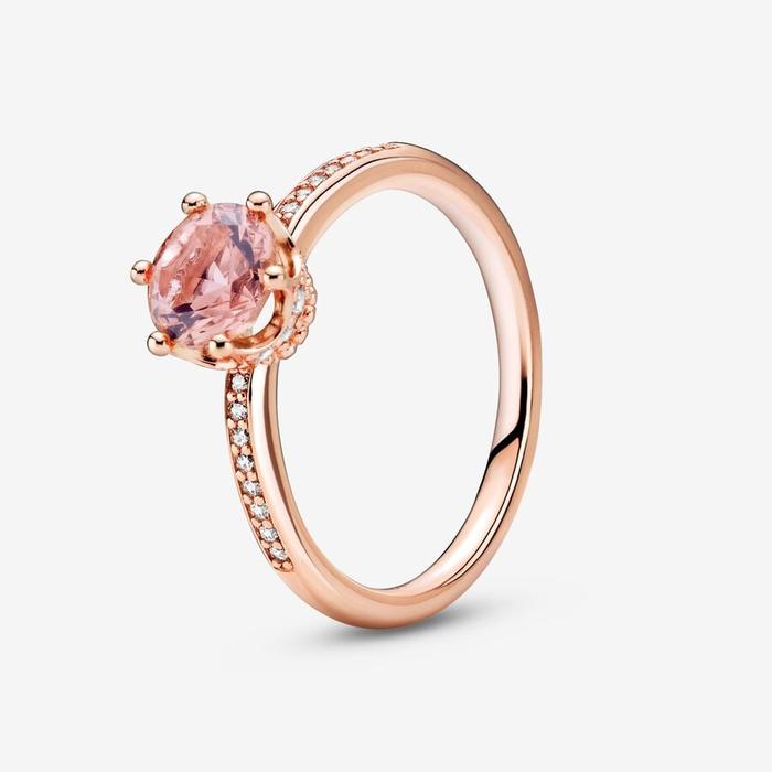 Bague couronne rose scintillante