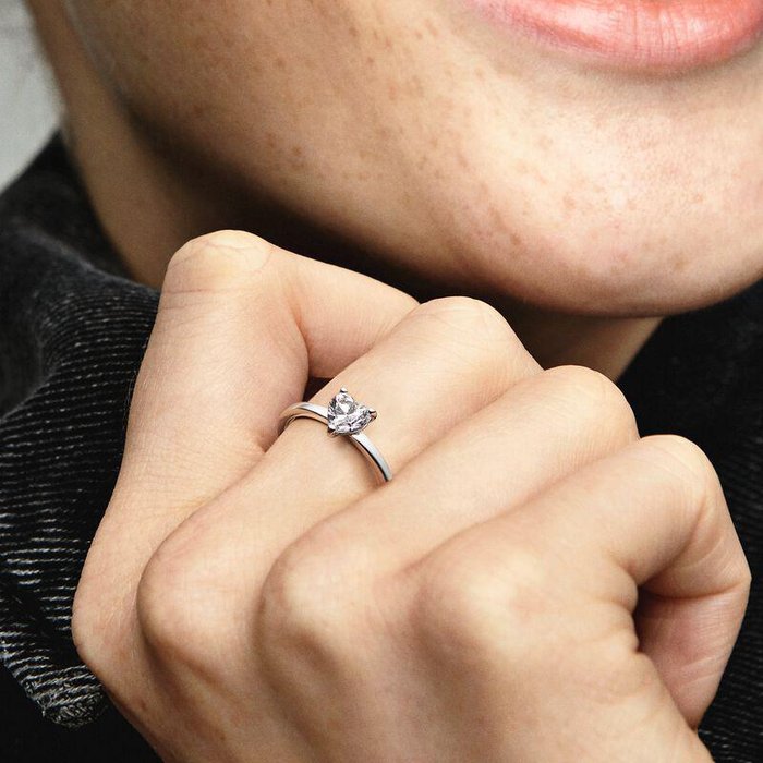 Solitaire Ring with Heart Stone