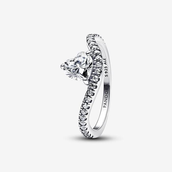Bague pavée coeur ondulé