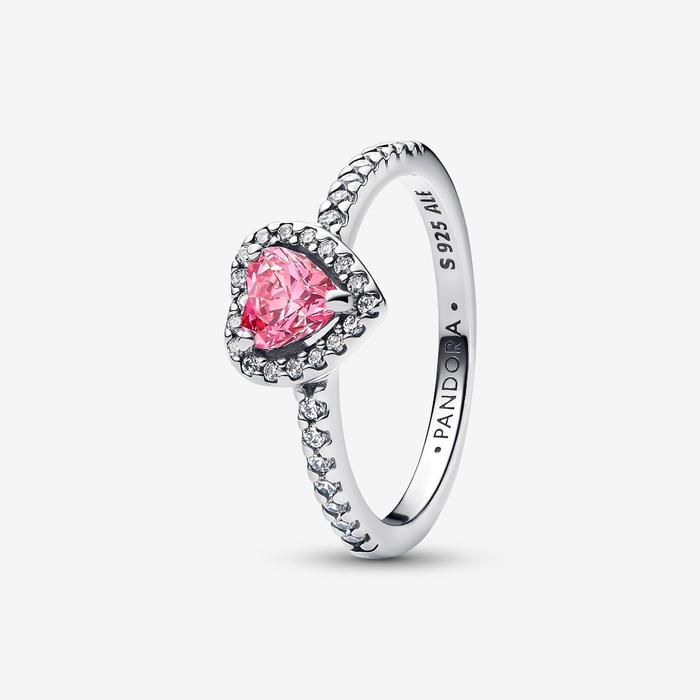 Bague cœur rose en relief