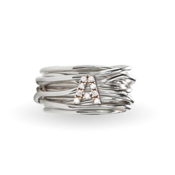 Filodellavita 13 brins en argent 925 et initiale avec diamants