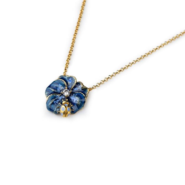 Collier Violette et Coccinelle