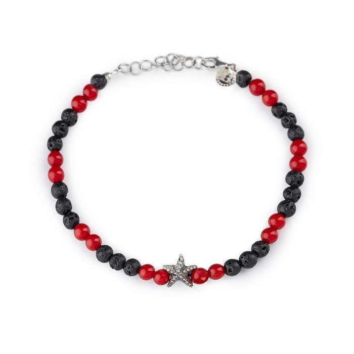 Bracelet corail étoile de lave