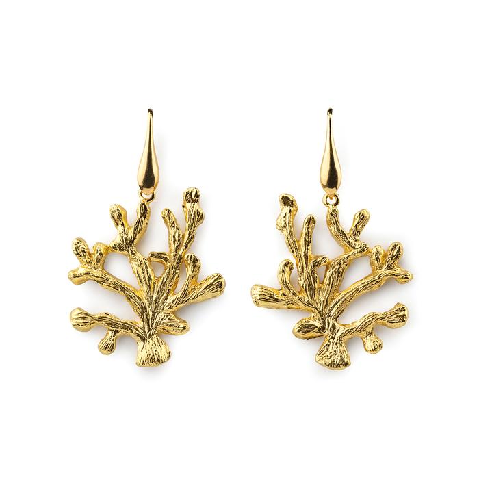Boucles d'oreilles en corail doré