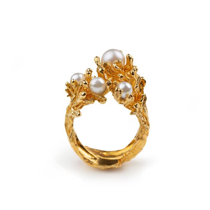 Anello Gold Rami di Perle