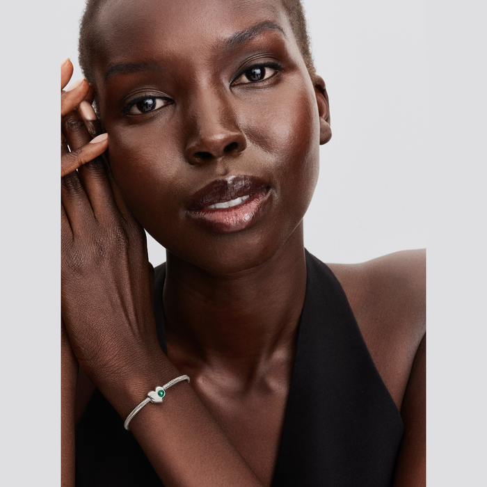 Charm Cuore con Pietra Verde Maggio da incidere