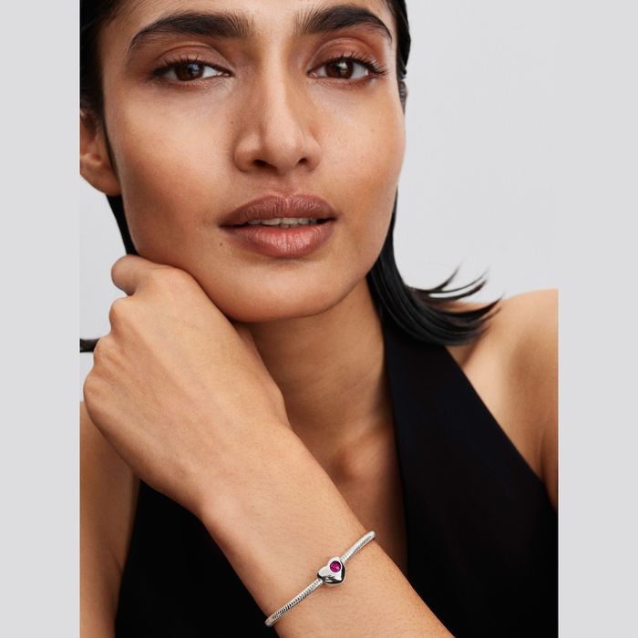 Charm Cuore con Pietra Rossa Luglio da incidere