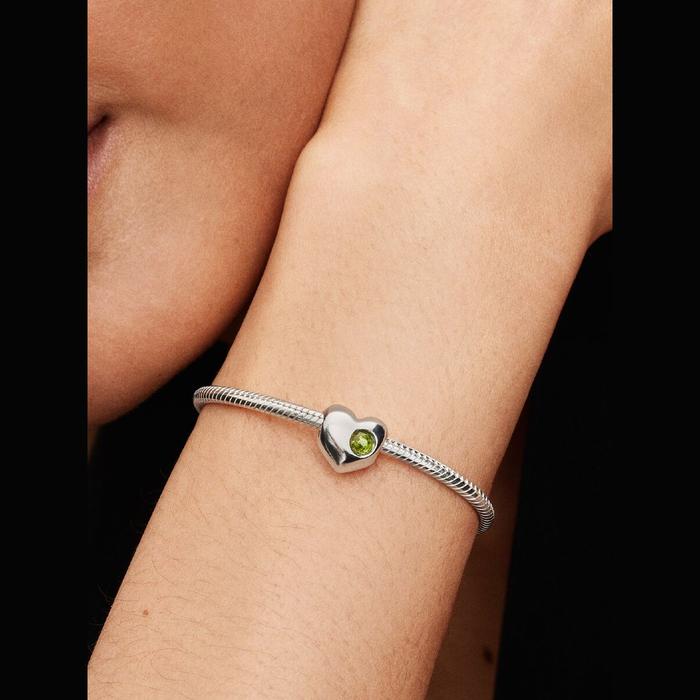 Charm Cuore con Pietra Verde Agosto da incidere