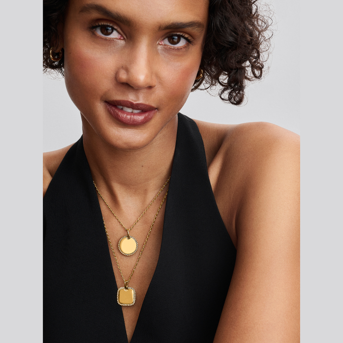 Collane e Pendenti Charm Pendente Medaglia Quadrata Luminosa da incidere