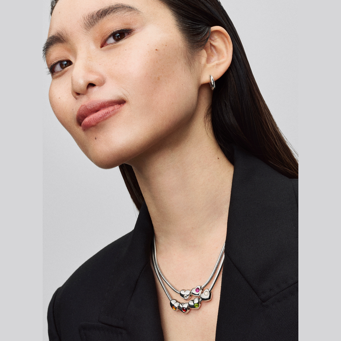 Charm Cuore con Pietra Rossa Scuro Gennaio da incidere