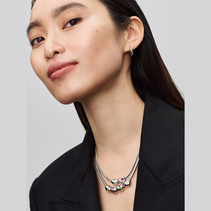 Charm Cuore con Pietra Bianca Aprile da Incidere