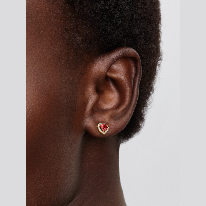 Orecchini Cuori in Rilievo Rossi