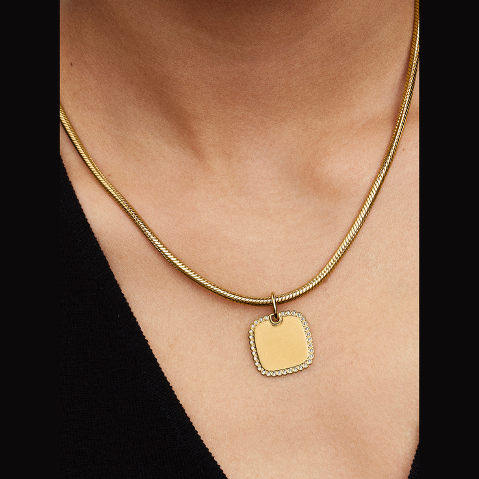 Collane e Pendenti Charm Pendente Medaglia Quadrata Luminosa da incidere