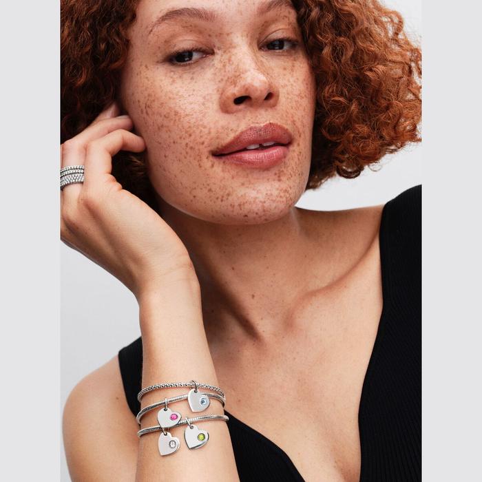 Charm Pendente Cuore con Pietra Azzura Marzo