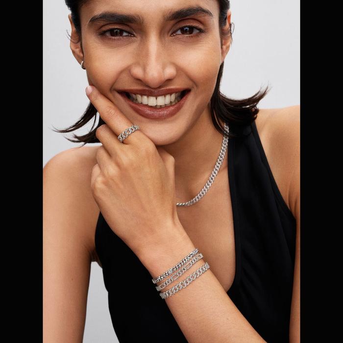 Bracciale Catena Maglia Cubana con Cuori