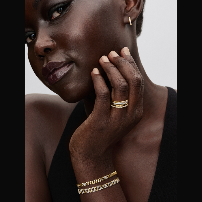 Bracciale Catena Maglia Cubana con Cuori