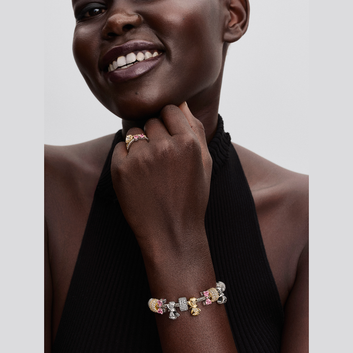 Bracciale maglia snake sfaccettata con chiusura a cuore