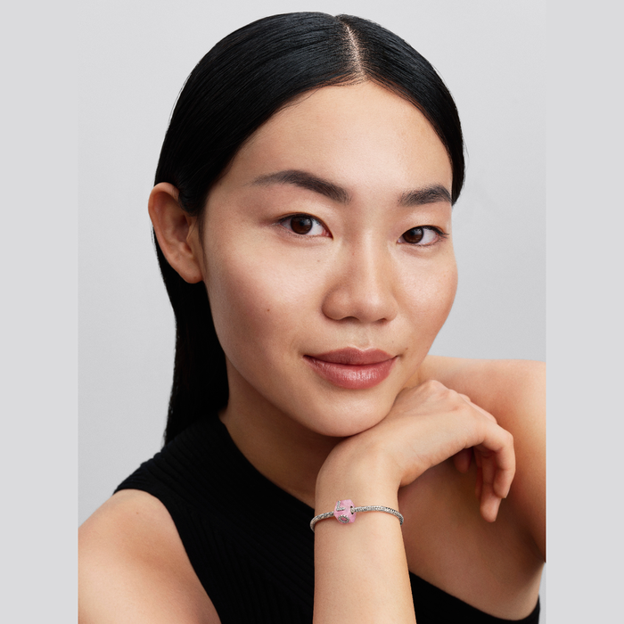 Charm Cubo Love Vetro di Murano Rosa