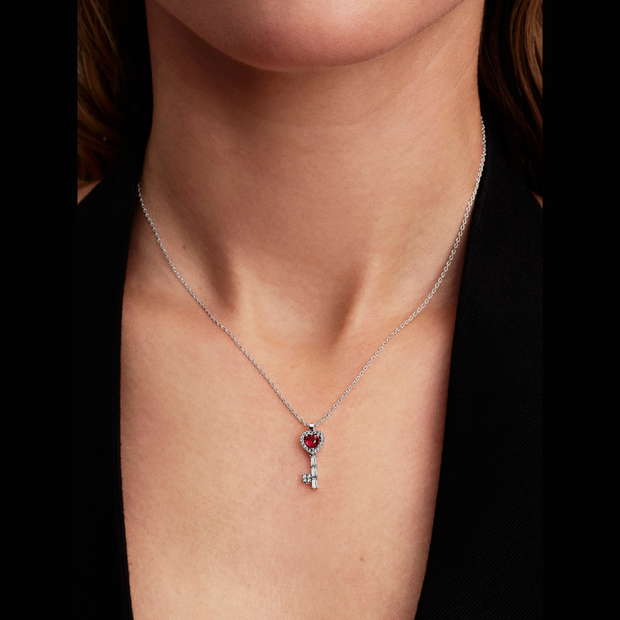 Collane e Pendenti Collana Chiave con Cuore Rosso